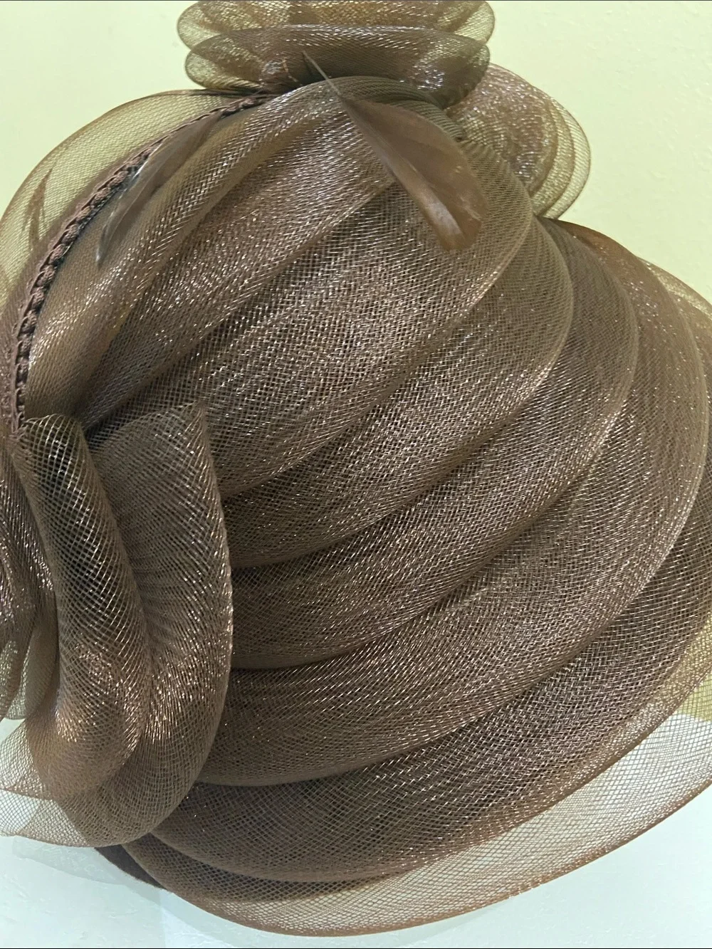 Beautiful Brown Dress Hat with Swirl Accent